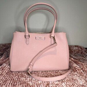DKNY Pink Leather Top Handle Shoulder Bag with Crossbody Strap